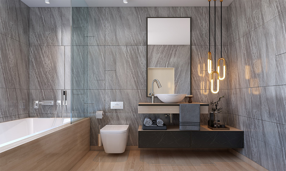 Dark grey and light grey tiles can complement the decor of any room