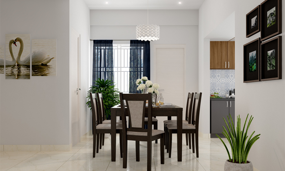Decorating white walls by installing green potted plants