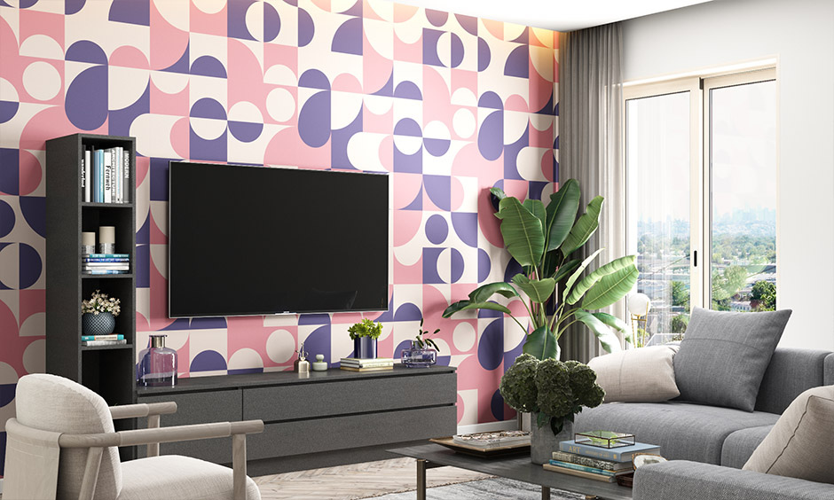 Geometric pastel pink wallpaper for a captivating look