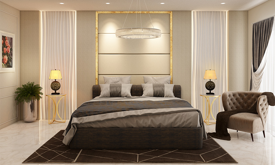 Align bed head in the south or east direction in the master bedroom as per Vastu to promote sound sleep and positive energy