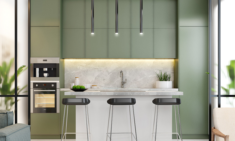 Olive green kitchen cabinets for the kitchen to offer a calming retreat