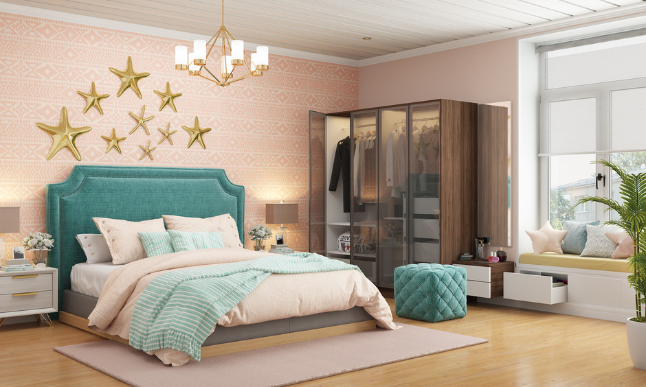 Using peach fuzz as the Pantone colour of the year 2024 for the bedroom