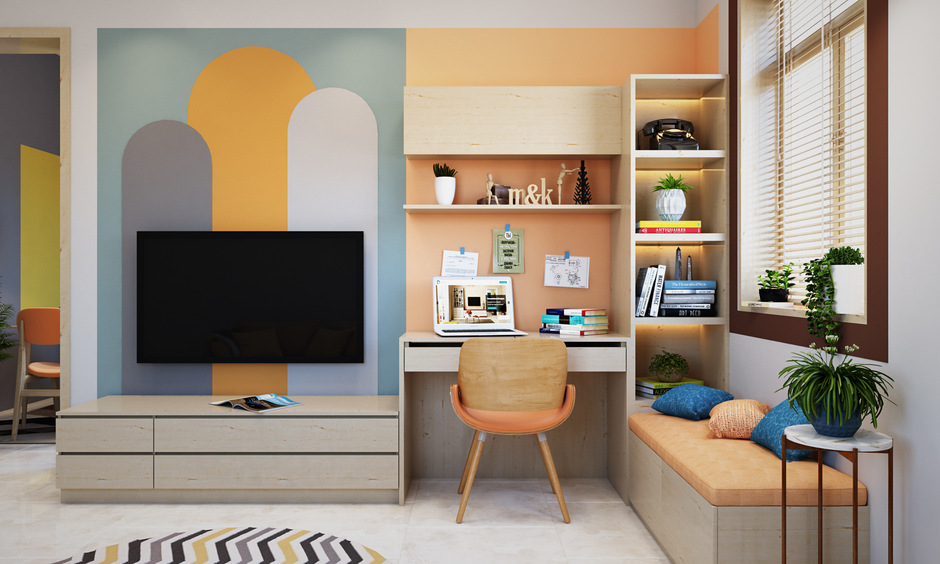 Using peach fuzz as the Pantone colour of the year 2024 for the workspace in your home