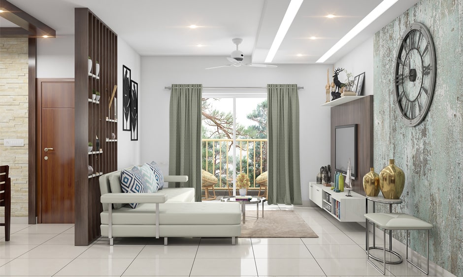 White walls and partitions in an open-plan layout for an elegant look