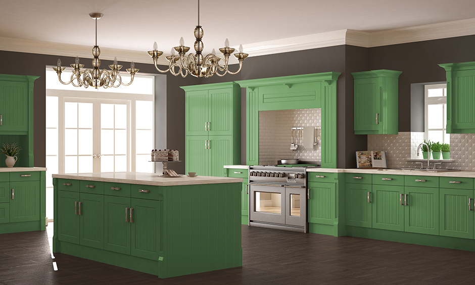 Grey and sea colour combination colour for the kitchen for a glam look