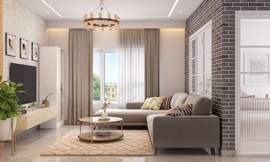Luxury room interior enhanced with layered fabrics, such as plush rugs, curtains, and throws, for a cosy elegance.