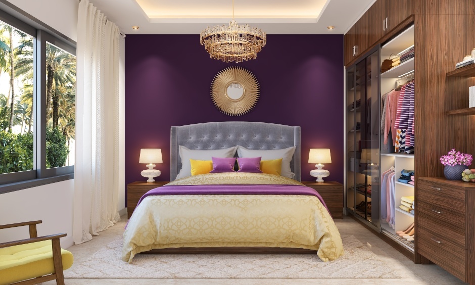 Purple master bedroom colour combination for an elegant and luxurious look