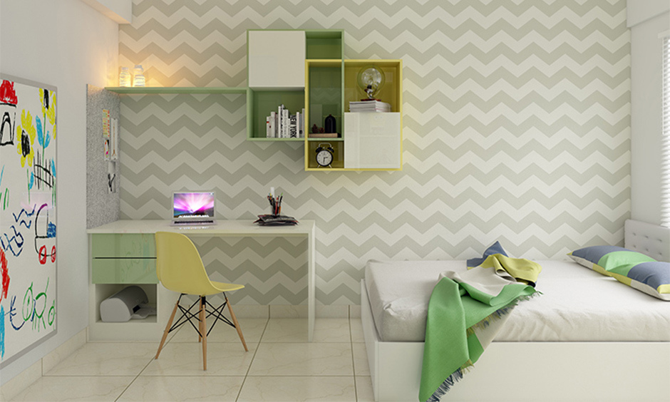 Sea green wall colour combination with patterns and textures