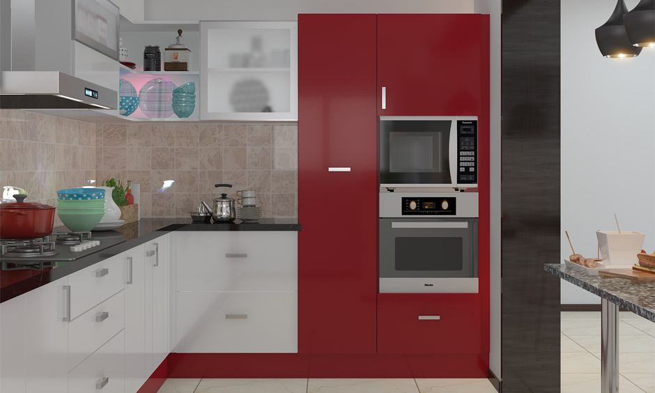 Fiery maroon kitchen lacquered glass