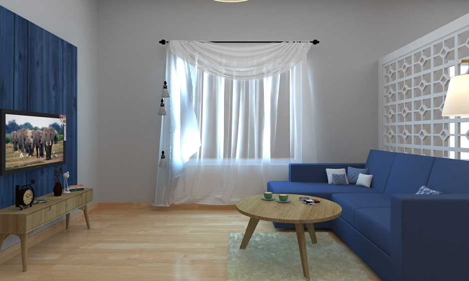 Simple wooden tea table design which is circular in shape