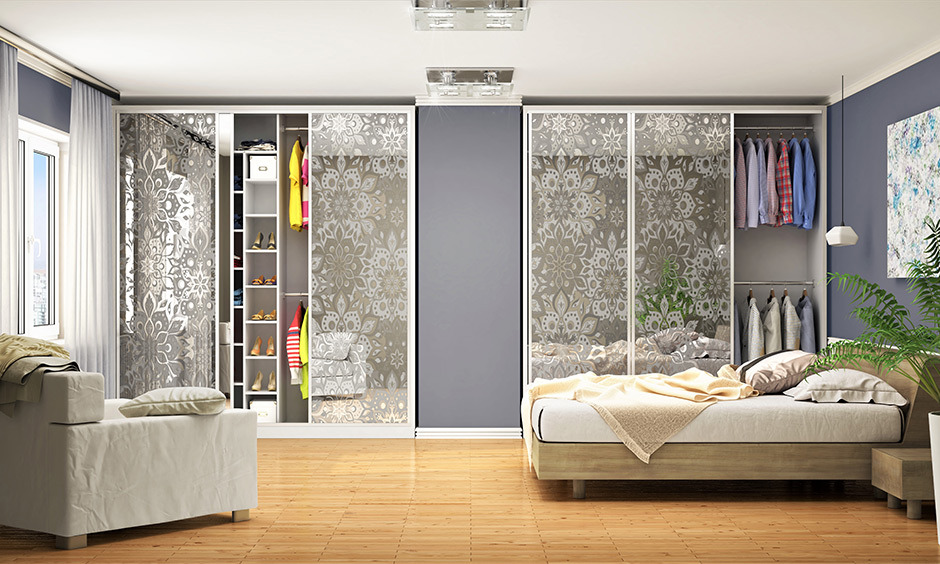 Glass-concealed handle for sliding wardrobe portrays a classic beauty
