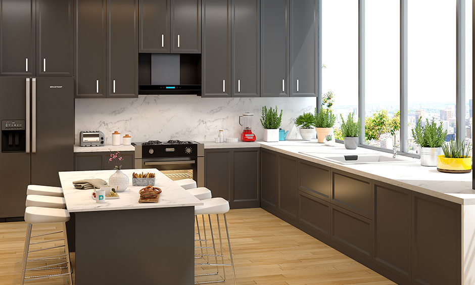 Grey brown kitchen cabinet ideas with a cool undertone for a chic vibe