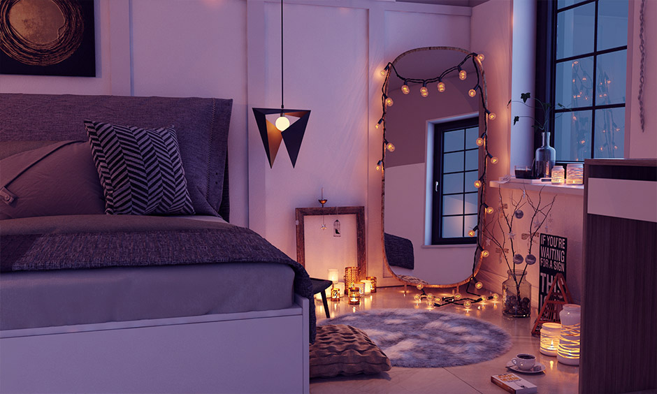 Bedroom standing mirror design which looks trendy and cosy