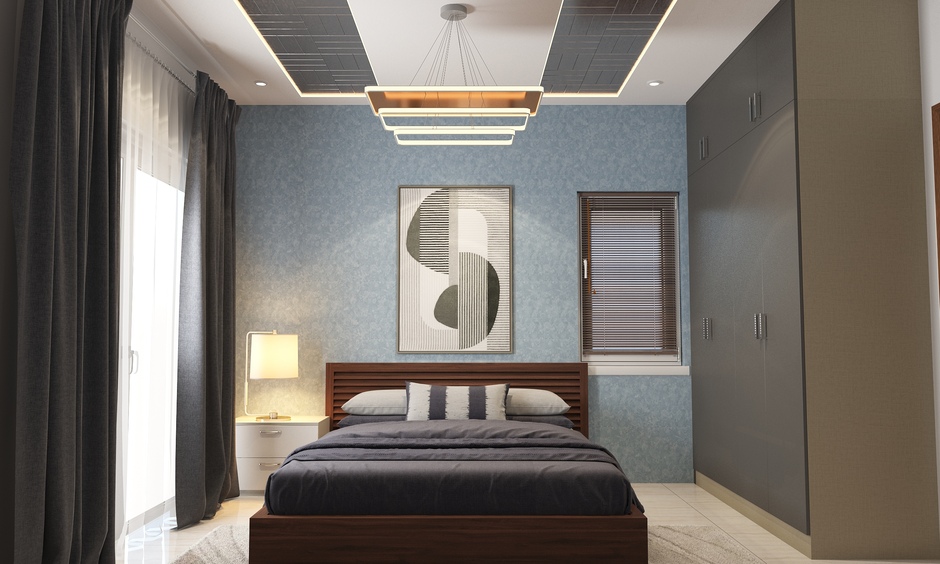 Dual-panelled glass ceiling for bedroom