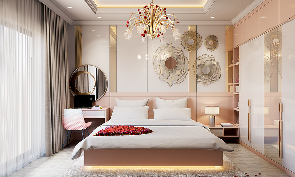 Modern bedroom mirror design in a ring shape for a stunning look