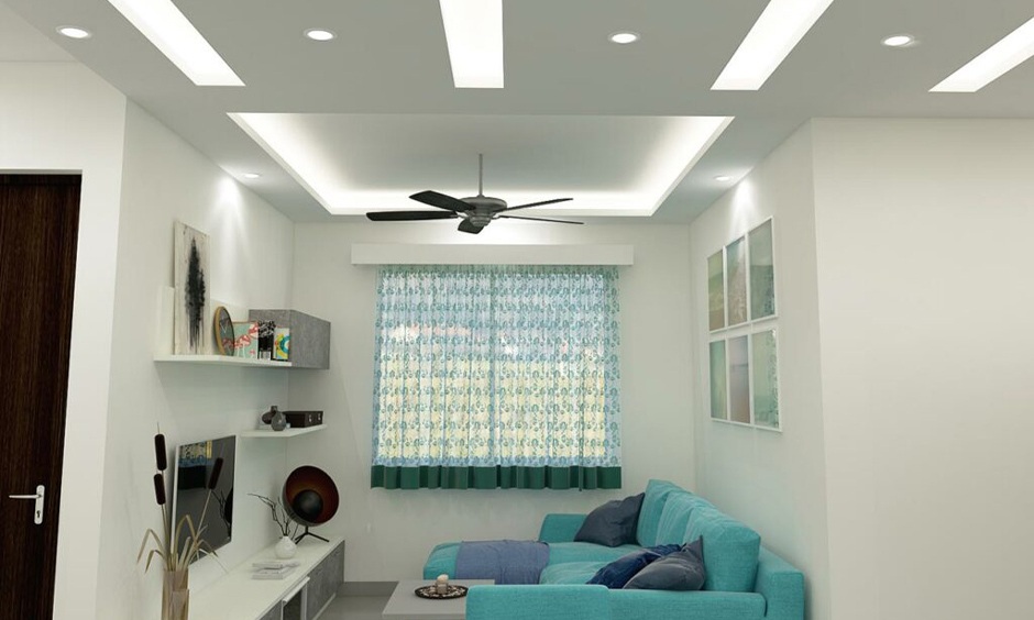 Simple pop design for living room with sleek cut-out rectangles