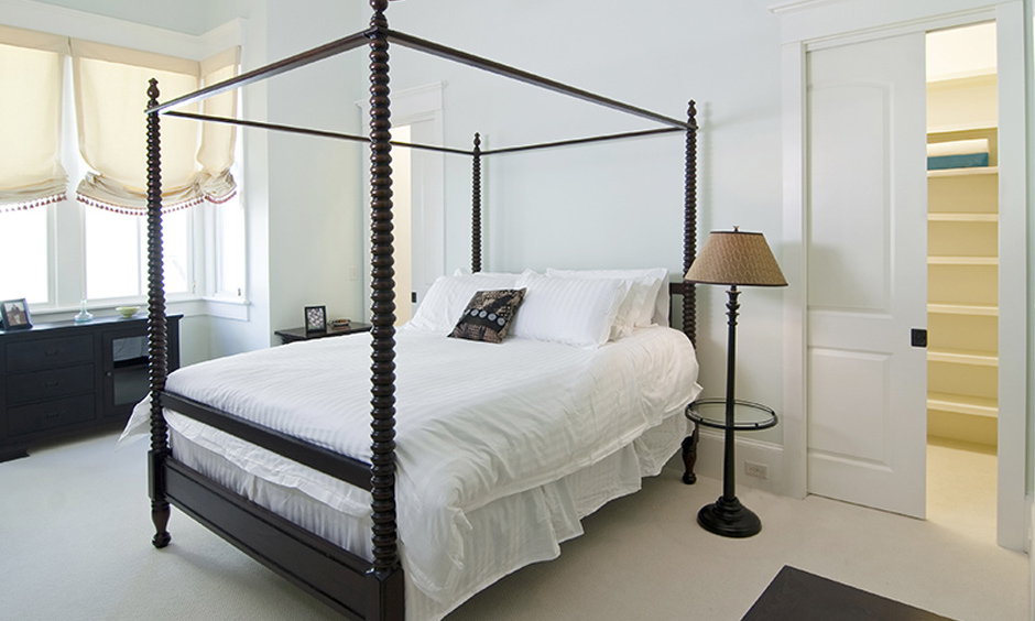 Bedroom single-door design slides into the wall and is ideal for compact spaces