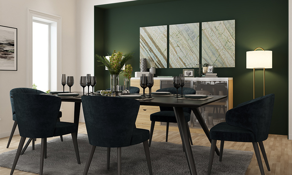 Light black and green combinations for interiors for a contemporary look