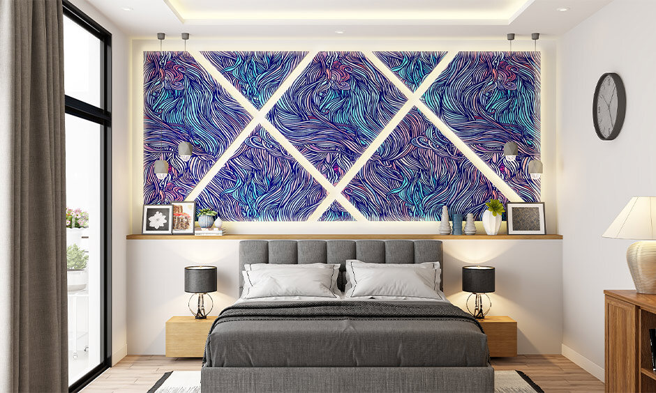 Modern master bedroom ideas with abstract wall art for a captivating look