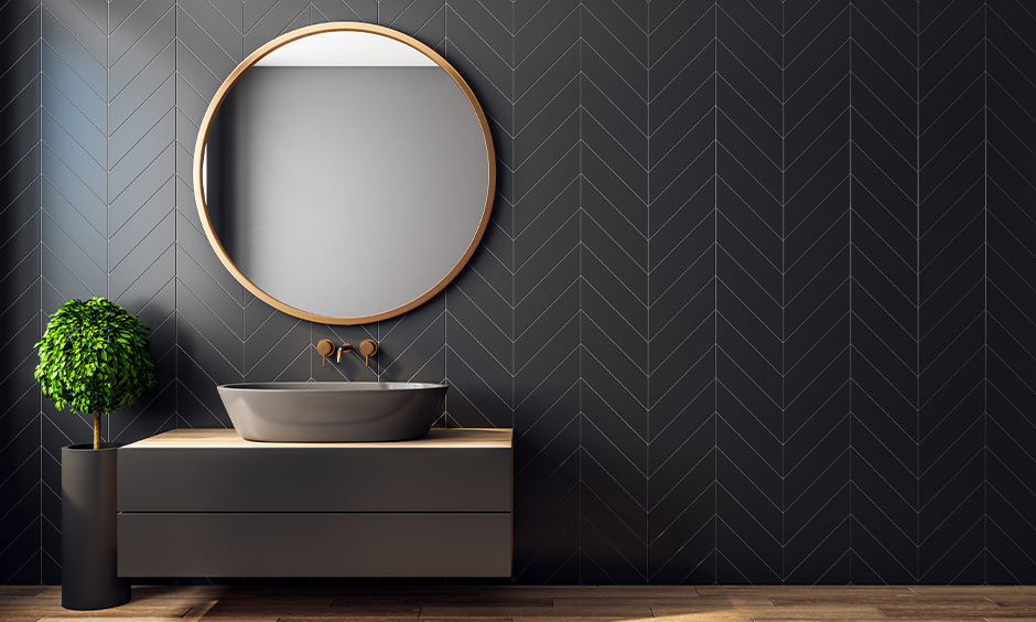 Textured black and green combinations for the bathroom for a royal vibe