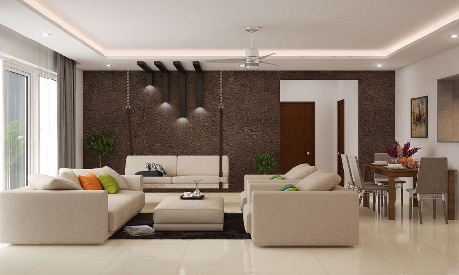 Classic brown wall colour design for drawing room