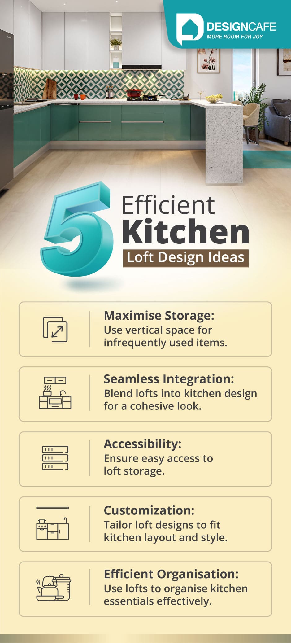 Infographic breaks down 5 efficient kitchen loft design ideas