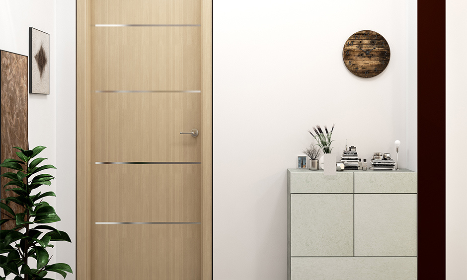 Flush door design with a veneer finish for warm vibe