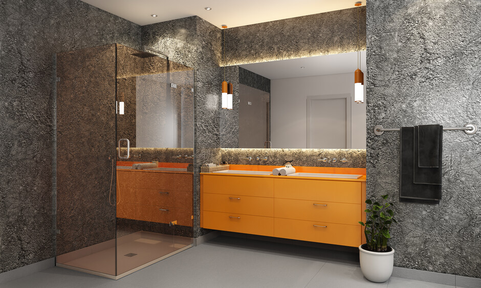 Frameless walk-in shower enclosures with a tinted design