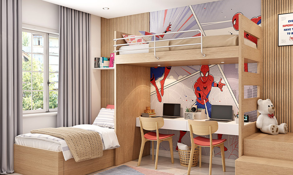 Solid wood cabinets for kid’s bedroom for environmentally conscious homeowners