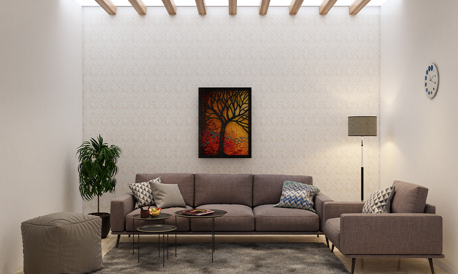 Transitional interior design with neutral color palette and textured accents for serene and sophisticated ambiance