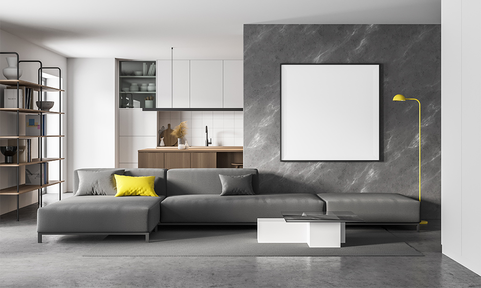 Stylish cement floor design for Indian homes which exudes traditional vibe