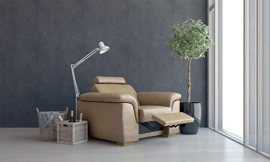 Leather chaise lounge chair exudes luxury and comfort