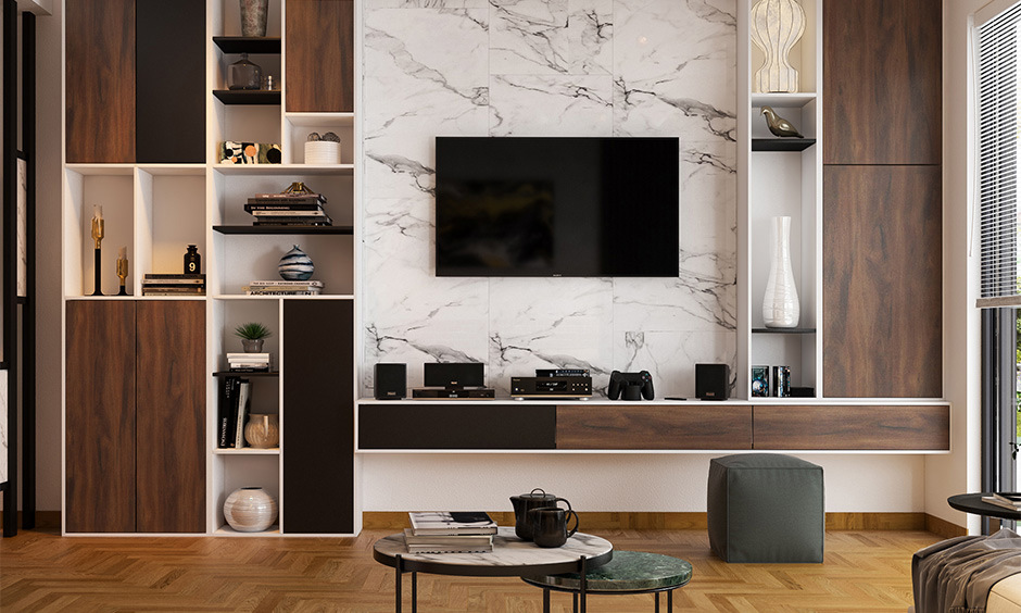 Black and white marble wall or floor for high traffic areas