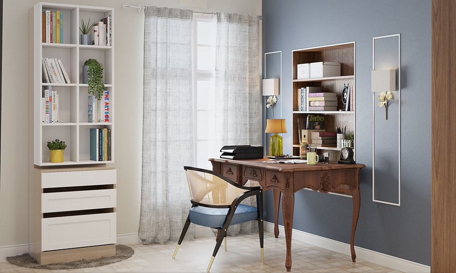 Study space inspired by modern vintage interior design paired with an old-school chair