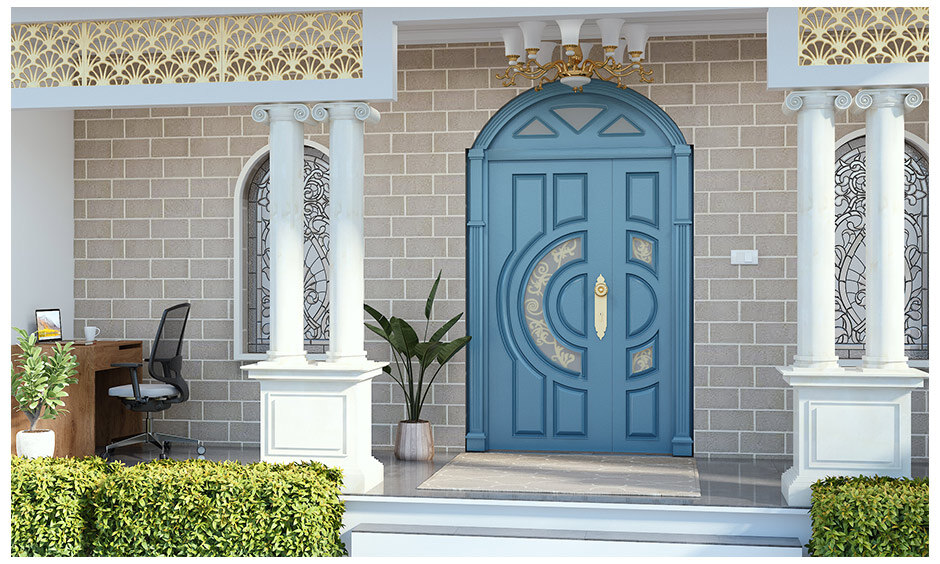 Modern wood carving design for main door, showcasing intricate details for an elegant and sophisticated entrance