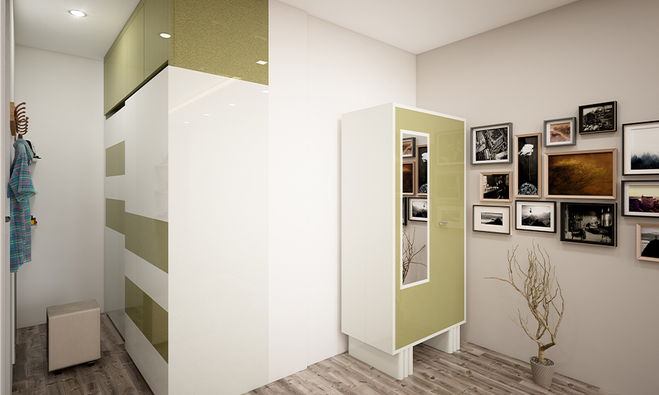 Small wall Almirah design which utilises the unused corner