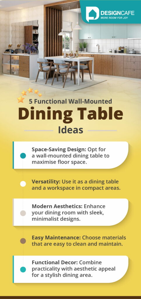 Functional wall-mounted dining table ideas: space-saving, versatile, modern, easy to maintain, and stylish decor