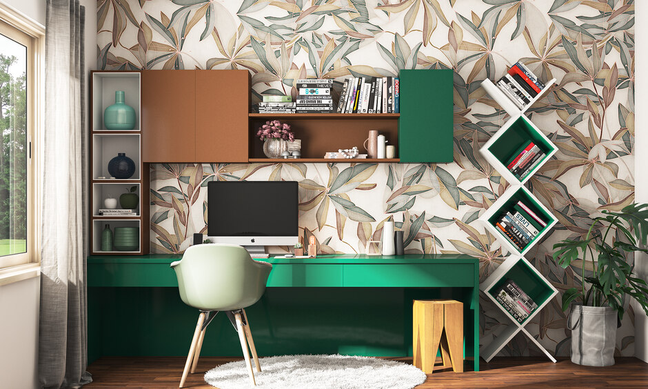 Study room wallpaper with a flower theme