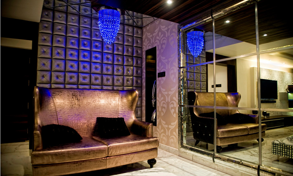 Stylish leather hidden panel door for a mysterious touch