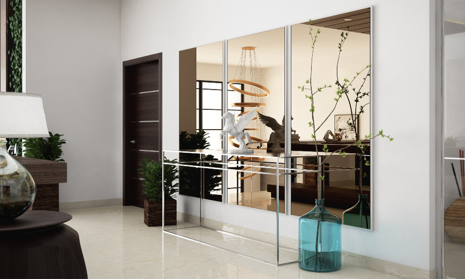 Modern hallway mirrors enhance the corridor, creating the illusion of space with stylish designs