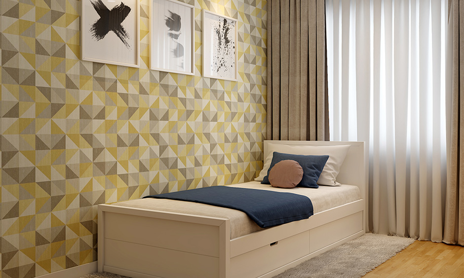 Versatile simple single bed design with pull-out storage drawers for clutter-free living
