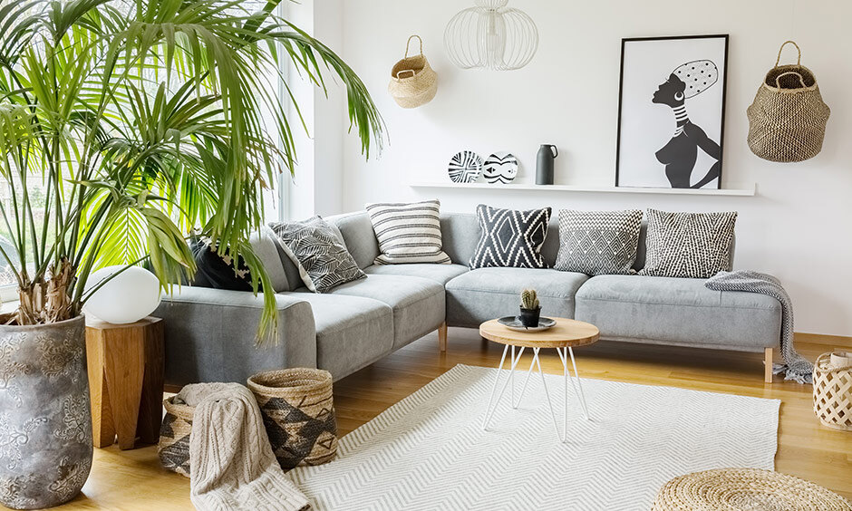 Small round coffee table with curved edges, perfect for tight corners and safe for homes with children and pets.