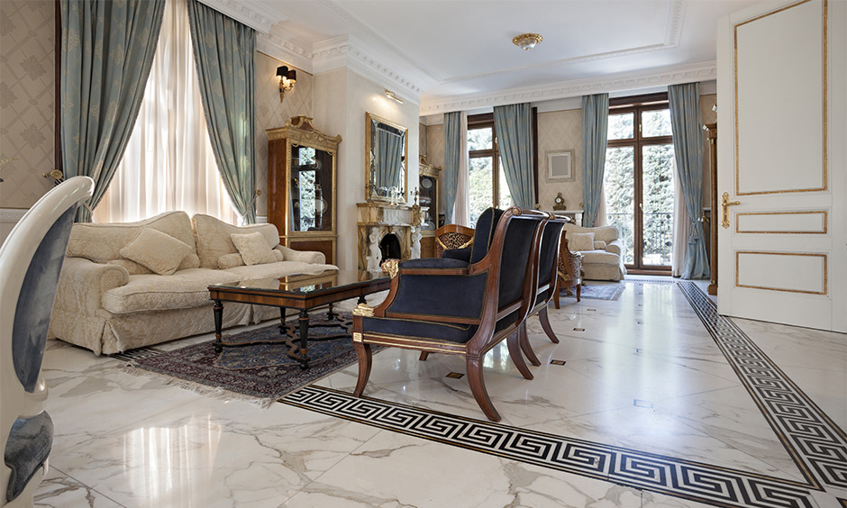 Simple marble floor border design adds elegance and sophistication to interiors