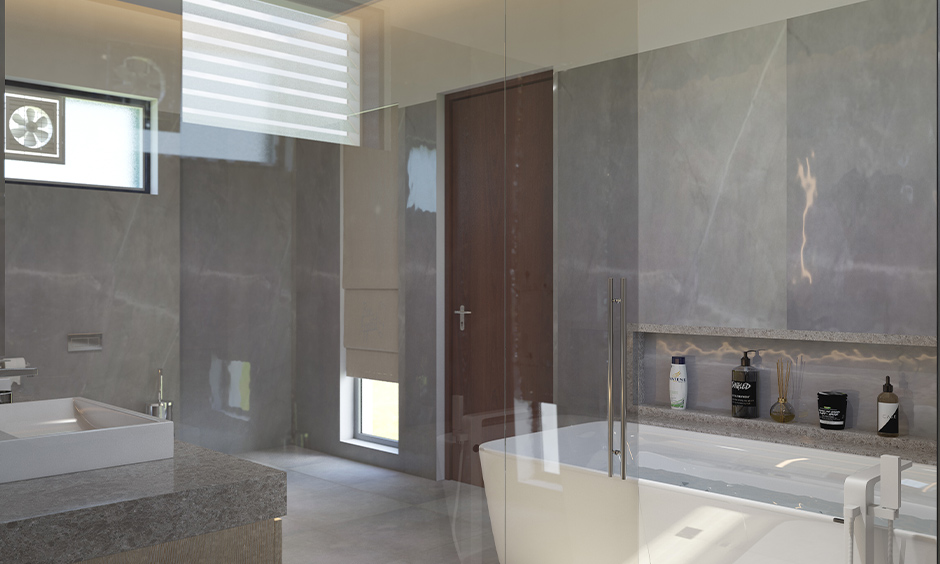 Unique grey bathroom tile ideas with herringbone patterns and natural stone for fresh designs.