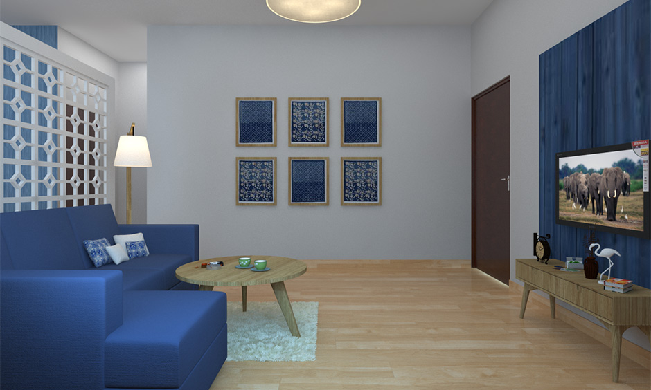 Navy blue sofa adds elegance and sophistication to any conventional living space decor