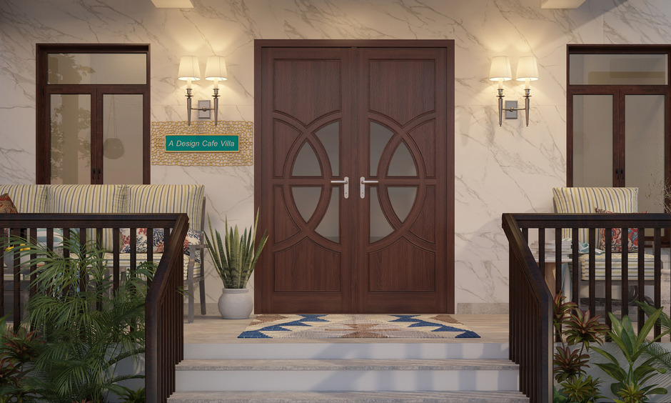 Beige Marble-Like Front Wall Tiles Design: for Indian homes adding elegance and curb appeal.