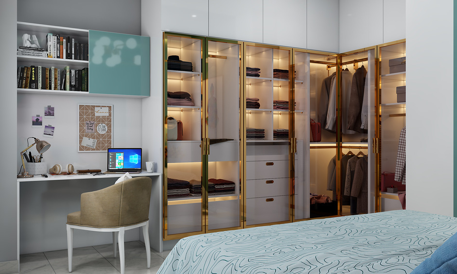Space-saving fitted wardrobe furniture with custom shelves and drawers for maximum storage.