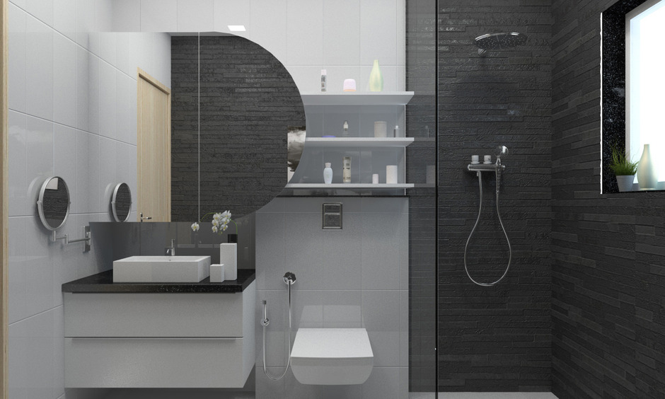 Jet black granite in modern bathroom design, perfect for a sleek and bold statement