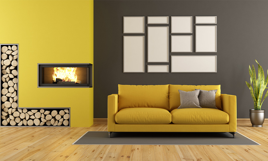 Luminous Yellow, a trending interior paint colour, brightens living rooms with cheerful and playful vibes.