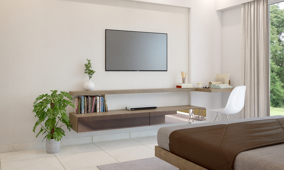 Small study table for bedroom offering a compact workspace for work-life balance in limited space.